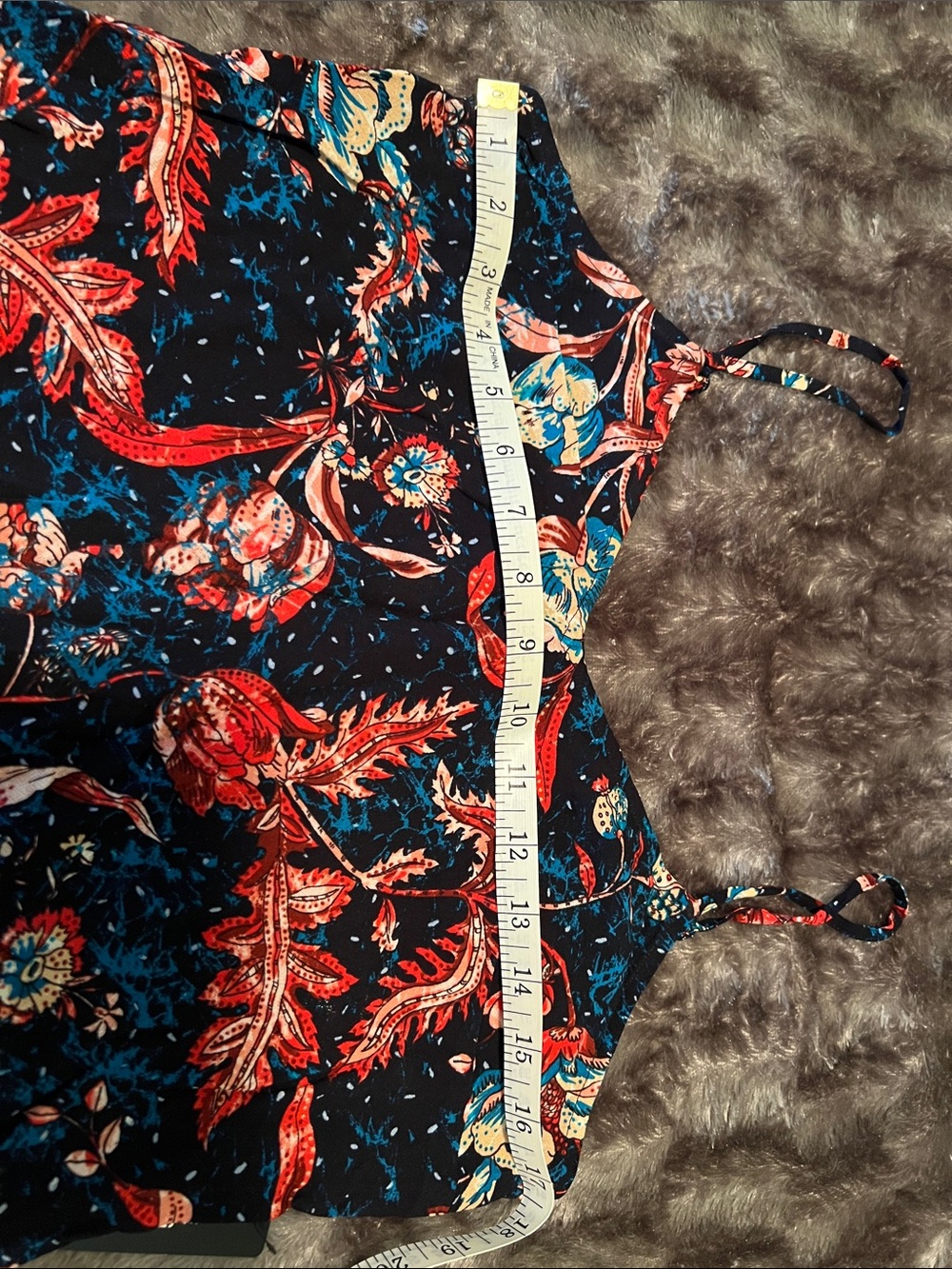 Express Navy Midi Slip Dress with Red & Blue floral Print, Medium - Picture 3 of 6